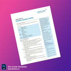 Blank South Africa Mediclinic Higher Education Diploma in Nursing Template Document Preview - BlankDocs