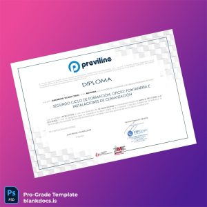 Blank Spain Aqua Solution Diploma in Plumbing and Air Conditioning Template Document Preview - BlankDocs