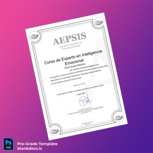 Blank Spain Asociación Española de Psicología Sanitaria Expert Course in Emotional Intelligence Diploma Document Preview - BlankDocs