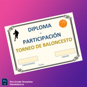 Blank Spain Basketball Participation Diploma Template Document Preview - BlankDocs