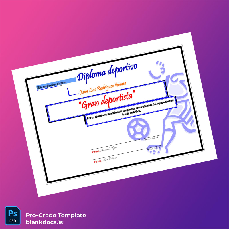 Blank Spain Diploma Certificate in Sports Document Preview - BlankDocs