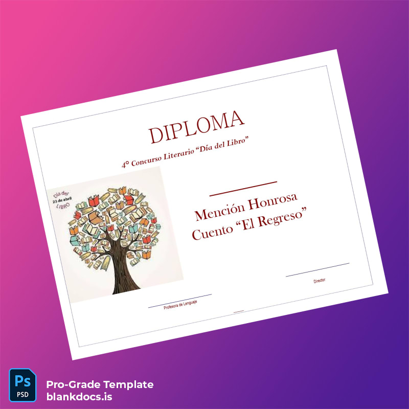 Blank Spain Diploma Día Del Libro Honorable Mention Certificate Document Preview - BlankDocs