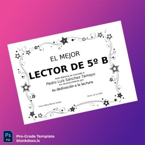 Blank Spain Diploma Pedro Best Reader Award Template Document Preview - BlankDocs