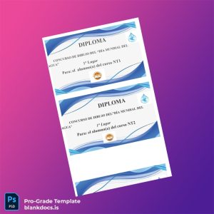 Blank Spain Diploma for World Water Day Drawing Contest Template Document Preview - BlankDocs