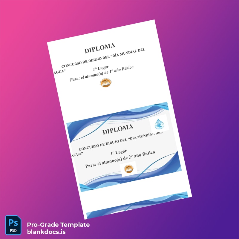 Blank Spain Diploma for World Water Day Drawing Contest Template page 2 Document Preview - BlankDocs