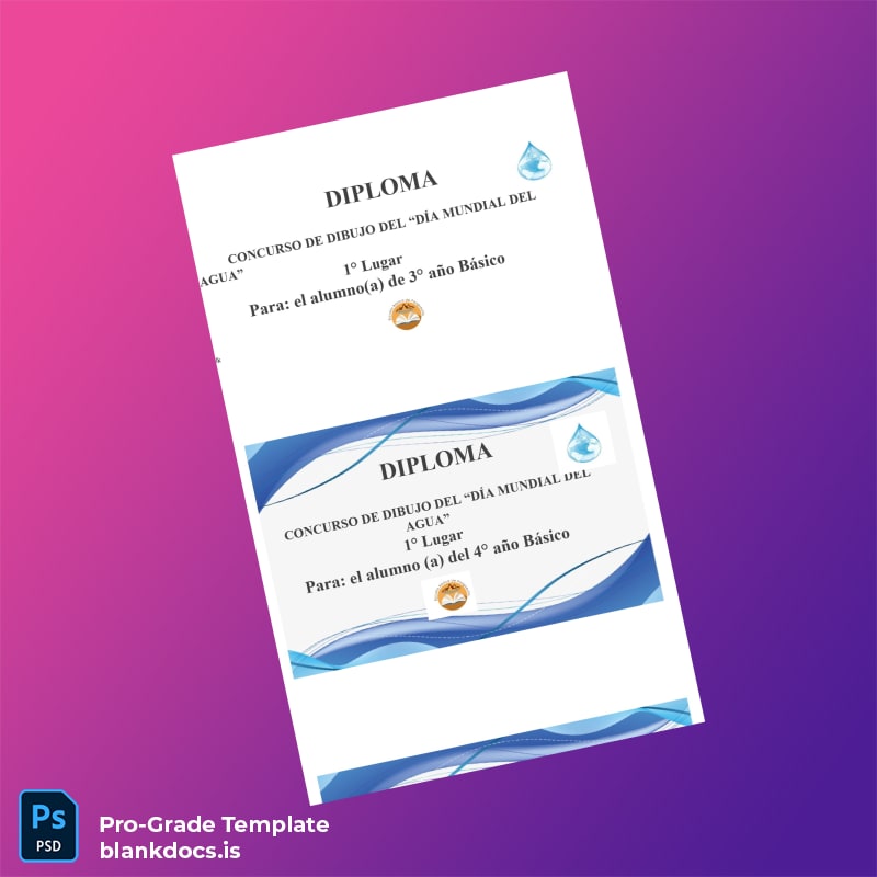 Blank Spain Diploma for World Water Day Drawing Contest Template page 3 Document Preview - BlankDocs