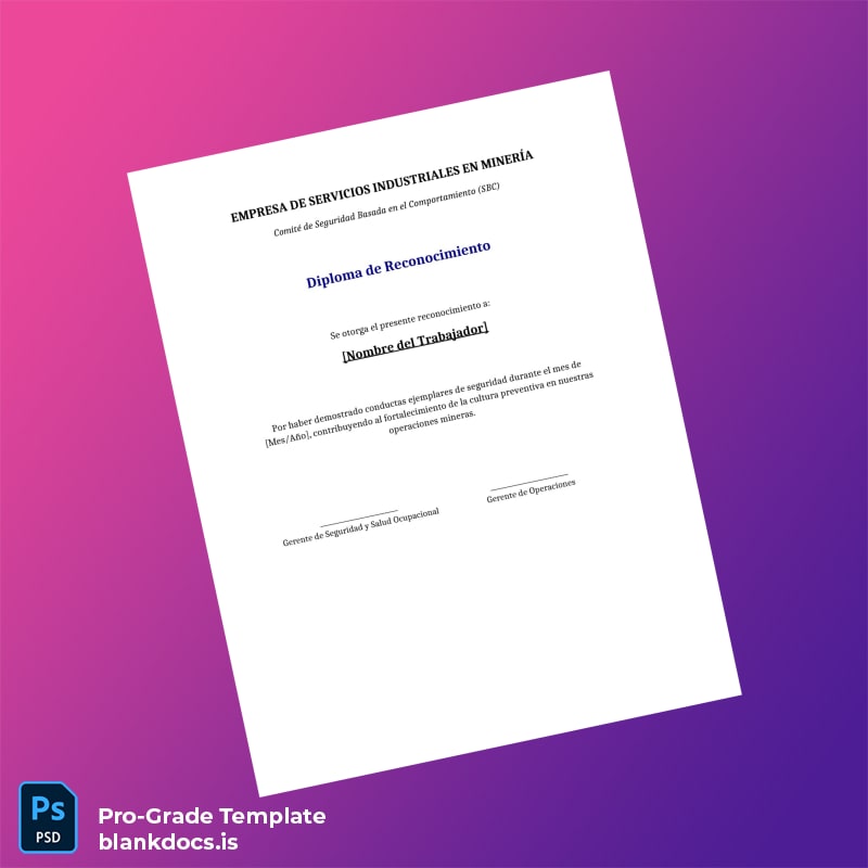Blank Spain Diploma in Recognition Template Document Preview - BlankDocs