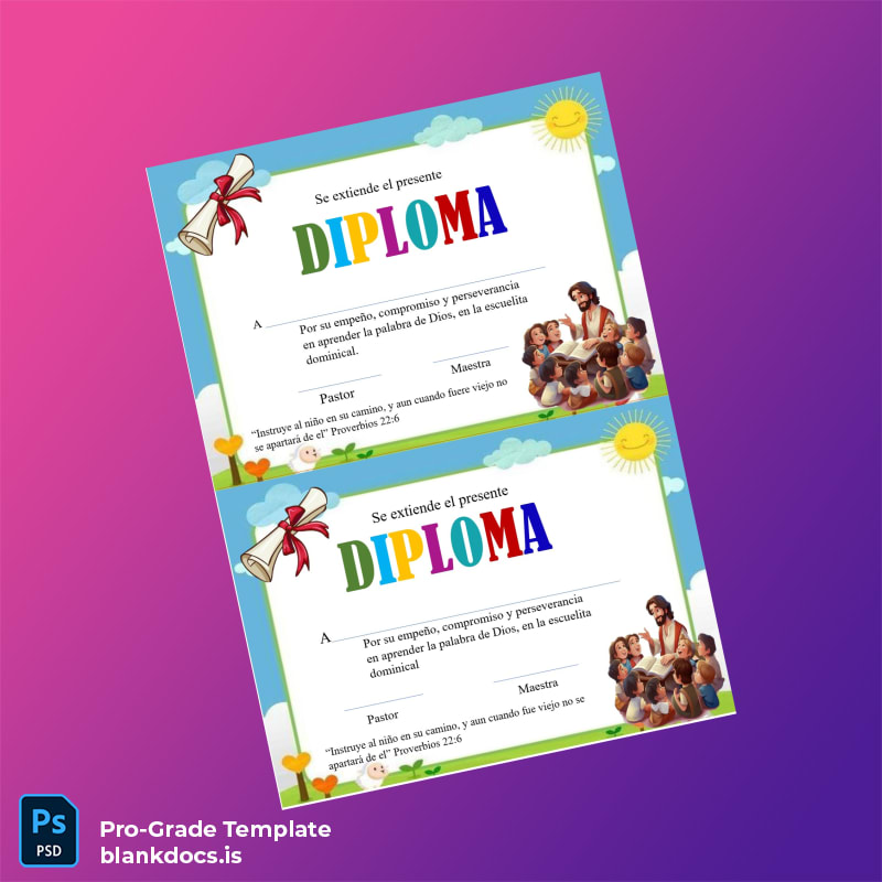 Blank Spain Diploma in Sunday School Education Template Document Preview - BlankDocs