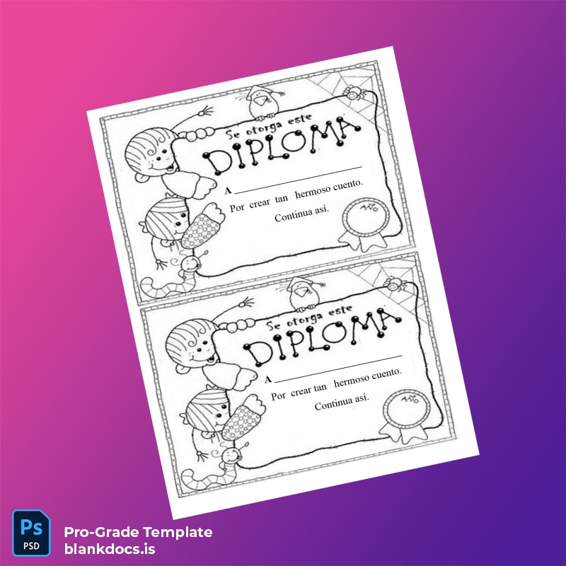 Blank Spain Diploma of Story Certificate Template Document Preview - BlankDocs