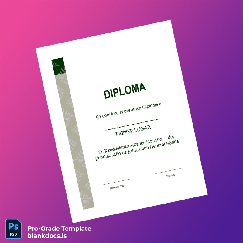 Blank Spain Education General Basic Diploma Template Document Preview - BlankDocs