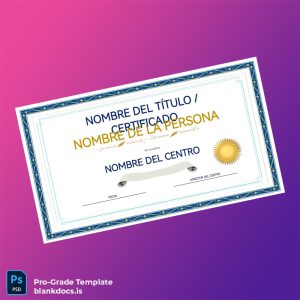 Blank Spain Educational Center Completion Certificate Template Document Preview - BlankDocs