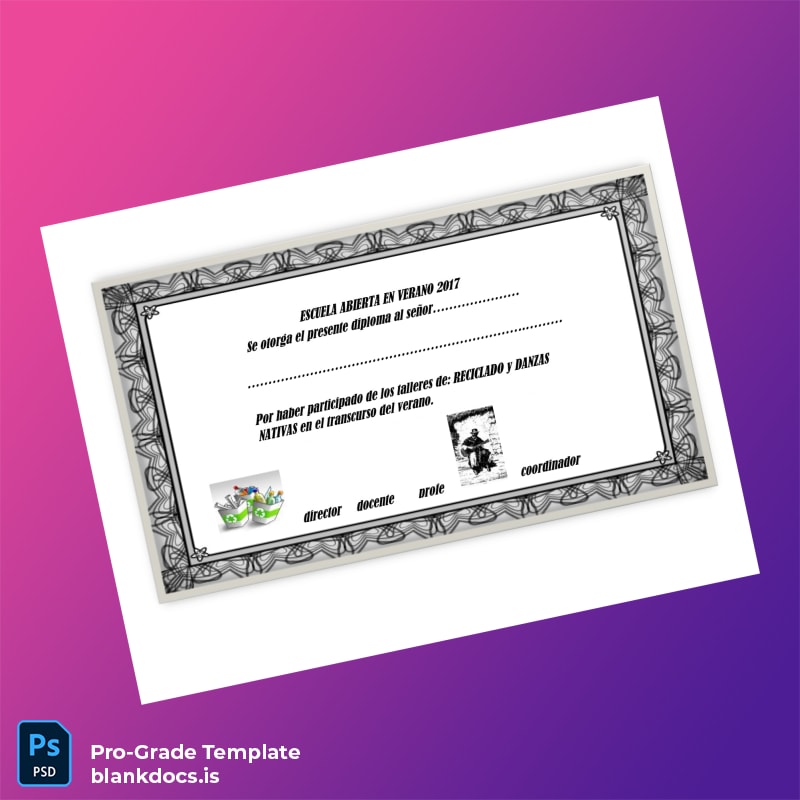 Blank Spain Escuela Abierta Summer School Diploma 2017 page 3 Document Preview - BlankDocs