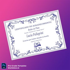 Blank Spain Escuela Primaria N°3 Amado Nervo Certificate of Appreciation Template Document Preview - BlankDocs