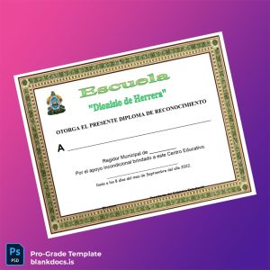 Blank Spain Escuela _Dionisio de Herrera_ Recognition Diploma Template Document Preview - BlankDocs