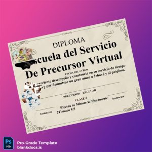 Blank Spain Escuela del Servicio De Precursor Virtual Diploma Template Document Preview - BlankDocs