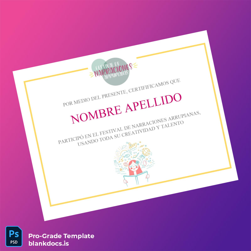 Blank Spain Festival of Arrupian Narrations Participation Certificate Template Document Preview - BlankDocs