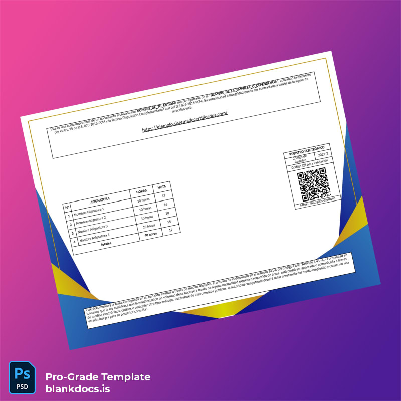 Blank Spain Graduation Diploma Template page 2 Document Preview - BlankDocs