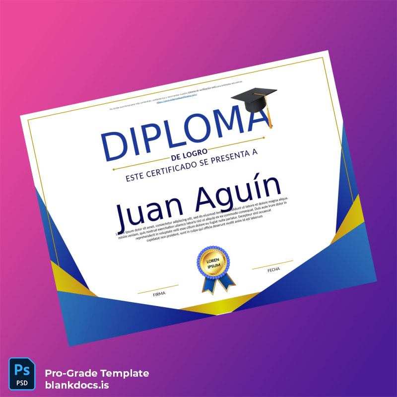 Blank Spain Graduation Diploma Template Document Preview - BlankDocs
