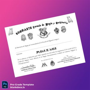 Blank Spain Hogwarts School of Magic and Wizardry Wizard Diploma Template Document Preview - BlankDocs