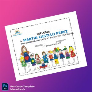 Blank Spain Horizonte Manantial Preschool Diploma Template Document Preview - BlankDocs