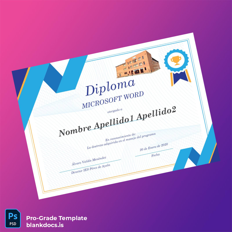 Blank Spain IES Pérez de Ayala Microsoft Word Diploma Document Preview - BlankDocs