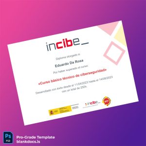 Blank Spain INCIBE Basic Technical Course in Cybersecurity Diploma Document Preview - BlankDocs