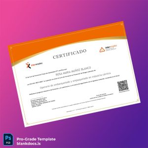 Blank Spain Interempleo ETT Certificate in Occupational Risk Prevention for Meat Industry Packaging Operator Document Preview - BlankDocs