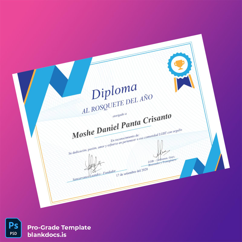 Blank Spain LGBT Yearly Award Diploma Template Document Preview - BlankDocs