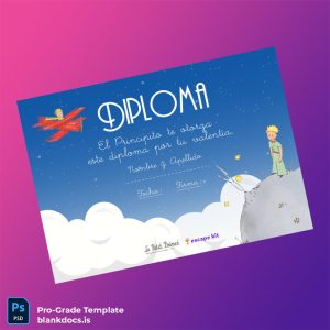 Blank Spain Le Petit Príncipe Diploma Template Document Preview - BlankDocs