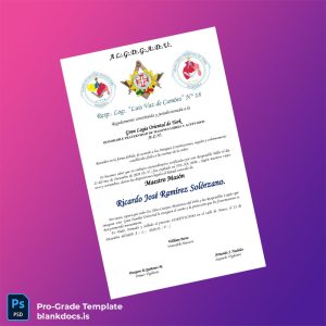 Blank Spain Luis Vaz de Camões Lodge Master Mason Diploma Document Preview - BlankDocs