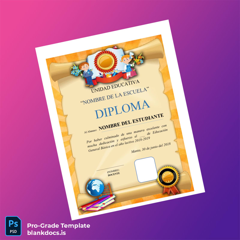 Blank Spain Name of the School High School Diploma Template page 2 Document Preview - BlankDocs