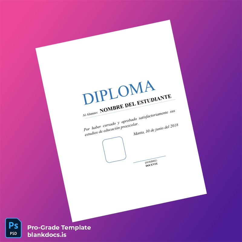 Blank Spain Name of the School High School Diploma Template page 4 Document Preview - BlankDocs