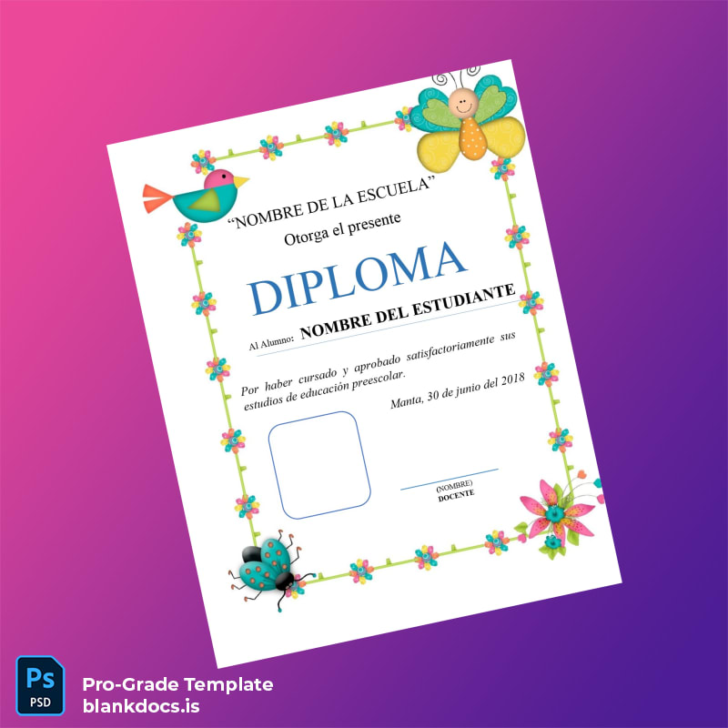 Blank Spain Name of the School High School Diploma Template page 5 Document Preview - BlankDocs