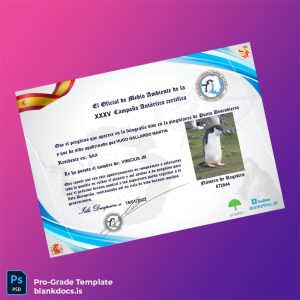 Blank Spain Official Certificate of the XXXV Antarctic Campaign Document Preview - BlankDocs