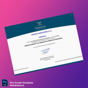 Blank Spain Preving Consultores S.L.U. Online Certificate in Confined Space Risk Training Document Preview - BlankDocs