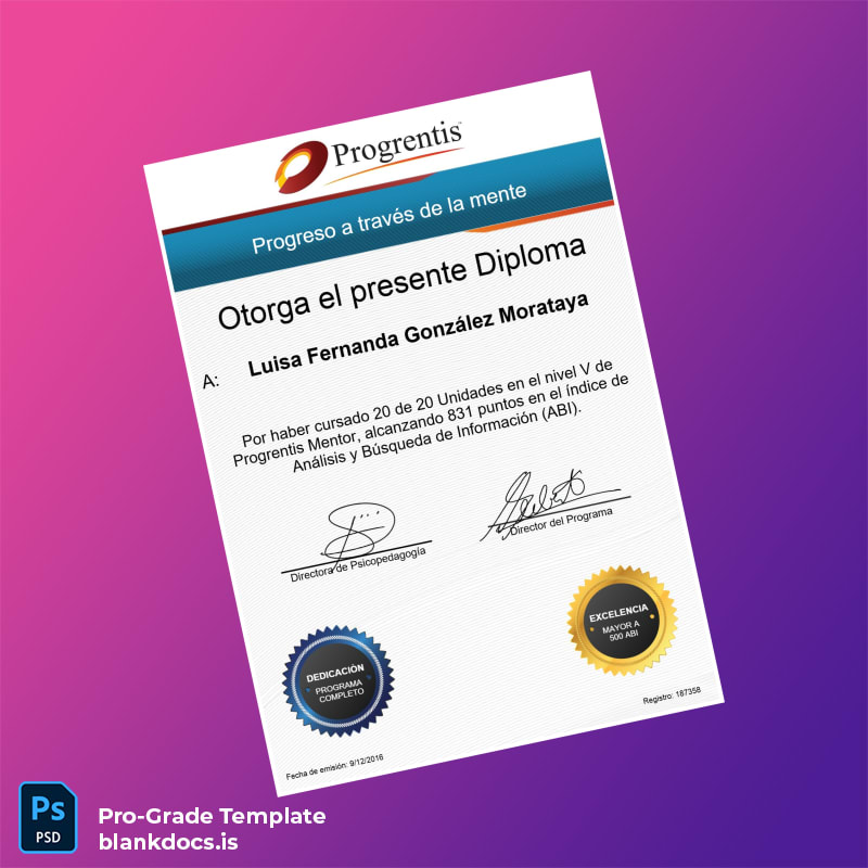 Blank Spain Progreso a través de la mente Diploma Template Document Preview - BlankDocs