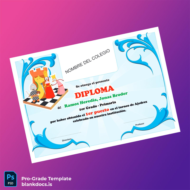 Blank Spain School Diploma in Chess Template Document Preview - BlankDocs