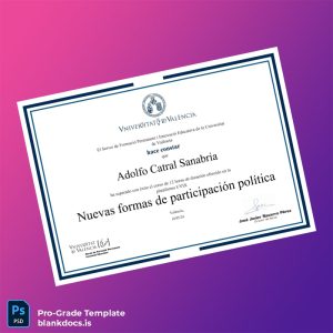 Blank Spain University of Valencia Course Certificate in New Forms of Political Participation Document Preview - BlankDocs