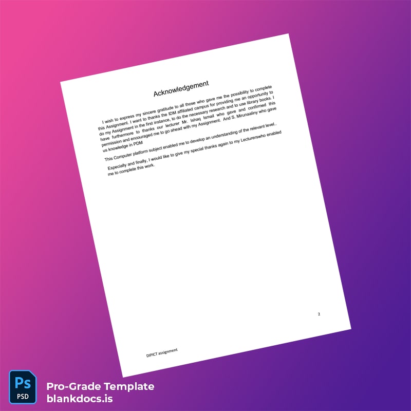 Blank Sri Lanka IDM Computer Studies Pvt Ltd Diploma in ICT Template page 2 Document Preview - BlankDocs