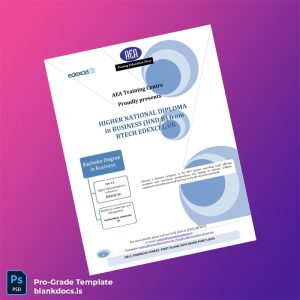 Blank UK AEA Training Centre Higher National Diploma in Business Document Preview - BlankDocs