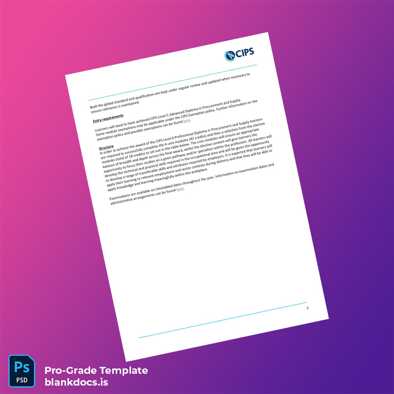 Blank UK CIPS Level 6 Professional Diploma in Procurement and Supply Template page 3 Document Preview - BlankDocs