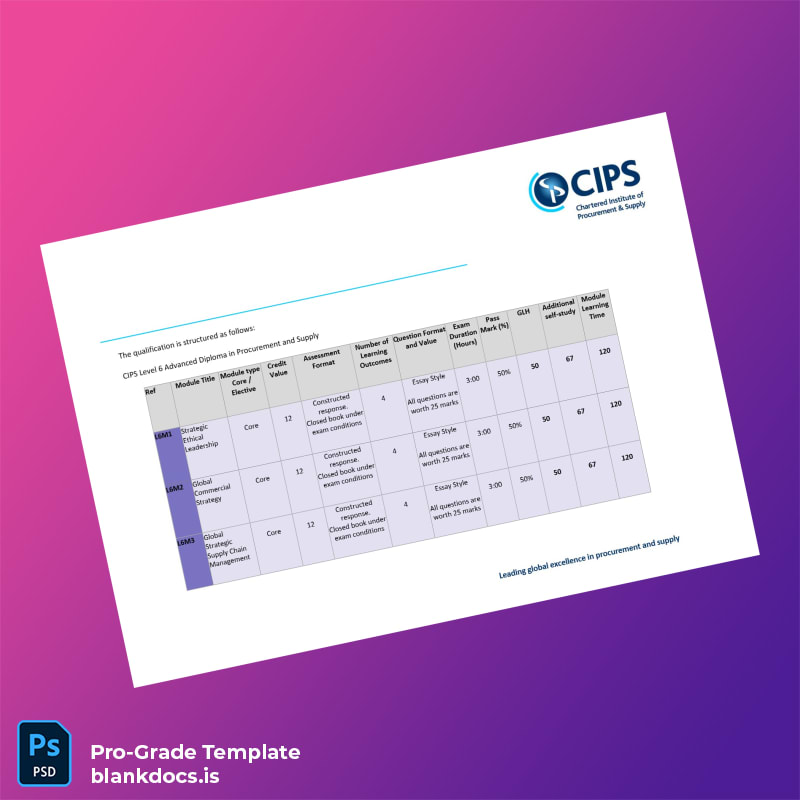 Blank UK CIPS Level 6 Professional Diploma in Procurement and Supply Template page 4 Document Preview - BlankDocs