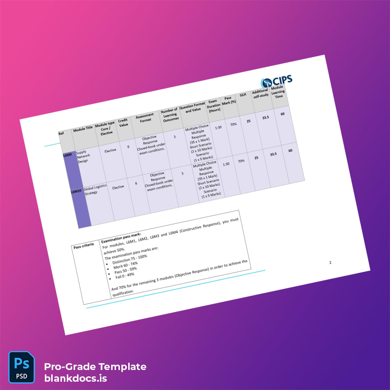 Blank UK CIPS Level 6 Professional Diploma in Procurement and Supply Template page 6 Document Preview - BlankDocs