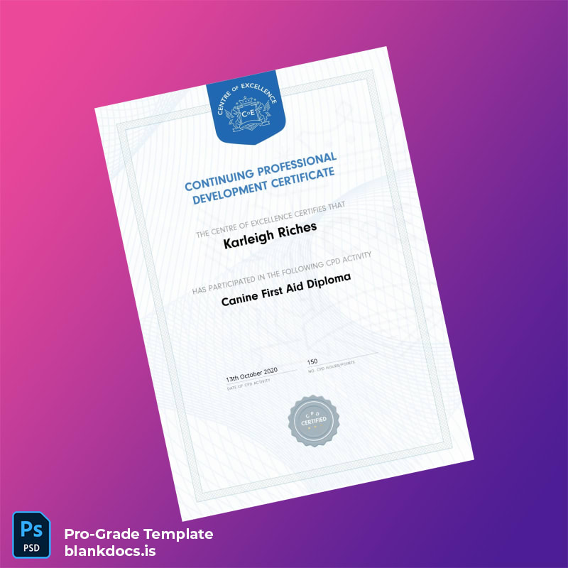 Blank UK Centre of Excellence Canine First Aid Diploma Template page 2 Document Preview - BlankDocs