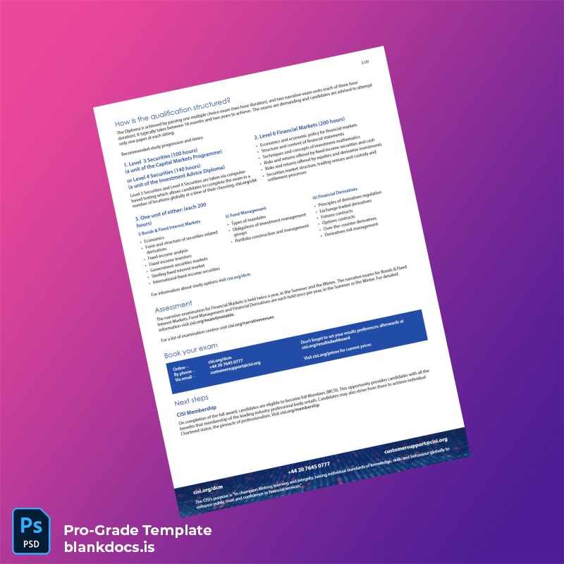 Blank UK Chartered Institute for Securities and Investment Diploma in Capital Markets page 2 Document Preview - BlankDocs