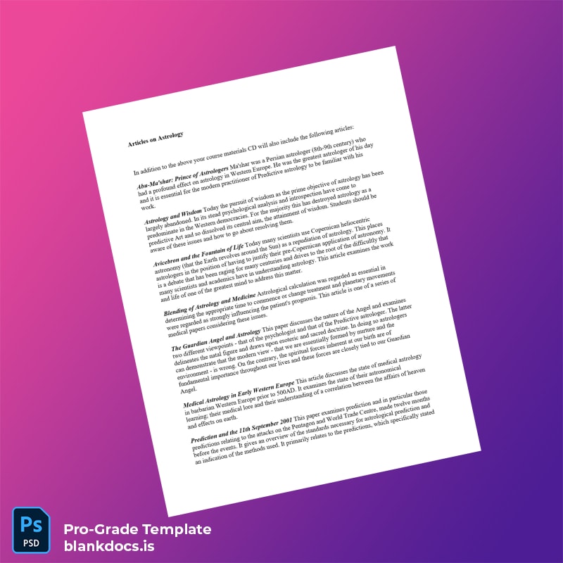 Blank UK Diploma in Medieval Astrology Template page 3 Document Preview - BlankDocs