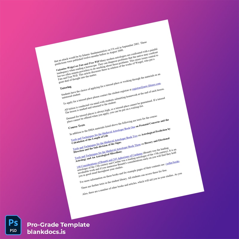 Blank UK Diploma in Medieval Astrology Template page 4 Document Preview - BlankDocs