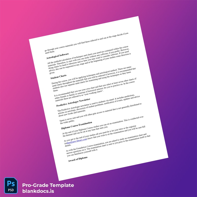 Blank UK Diploma in Medieval Astrology Template page 5 Document Preview - BlankDocs