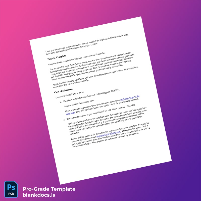 Blank UK Diploma in Medieval Astrology Template page 6 Document Preview - BlankDocs