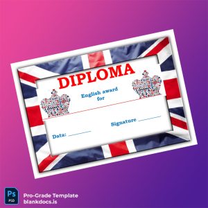 Blank UK English Award Diploma Template Document Preview - BlankDocs